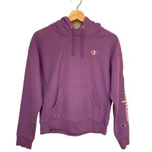 Champion Youth Medium Lilac Purple Reverse Weave Cotton Hoodie Arm Logo